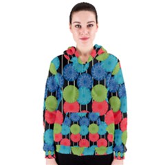 Vibrant Retro Pattern Women s Zipper Hoodie by DanaeStudio