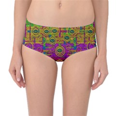 Carpe Diem In Rainbows Mid-waist Bikini Bottoms by pepitasart