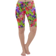 Colorful Mosaic Cropped Leggings  by DanaeStudio