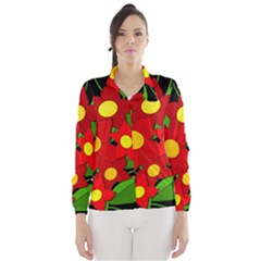 Red Flowers Wind Breaker (women) by Valentinaart