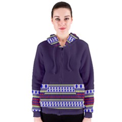 Purple Retro Geometric Pattern Women s Zipper Hoodie by DanaeStudio