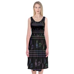 Music Pattern Midi Sleeveless Dress by Valentinaart