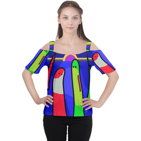 Colorful Snakes Women s Cutout Shoulder Tee by Valentinaart