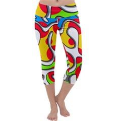 Colorful Graffiti Capri Yoga Leggings by Valentinaart