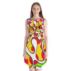 Colorful Graffiti Sleeveless Chiffon Dress  