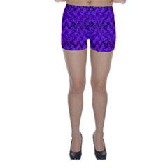 Purple Wavey Squiggles Skinny Shorts by BrightVibesDesign