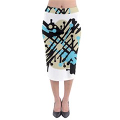 Abstract Decor - Blue Midi Pencil Skirt