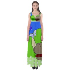 Butterfly And Rhino Empire Waist Maxi Dress