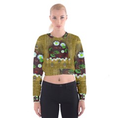 Gothic Bat In The Night Women s Cropped Sweatshirt