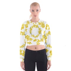 Daffodils Illustration  Women s Cropped Sweatshirt by vanessagf