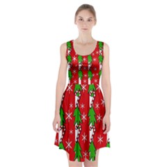 Christmas Tree Pattern - Red Racerback Midi Dress