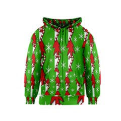 Christmas Pattern - Green Kids  Zipper Hoodie by Valentinaart