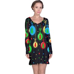 Christmas Balls Long Sleeve Nightdress by Valentinaart