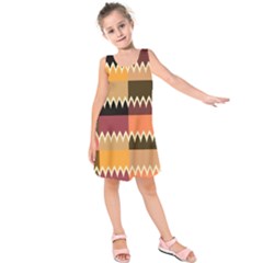 Chevrons In Squares    Kid s Sleeveless Dress