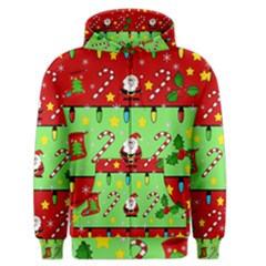 Christmas Pattern - Green And Red Men s Zipper Hoodie by Valentinaart