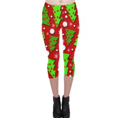 Twisted Christmas Trees Capri Leggings  by Valentinaart