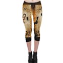 Halloween, Cute Girl With Pumpkin And Spiders Capri Leggings  View1