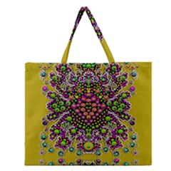Fantasy Flower Peacock With Some Soul In Popart Zipper Large Tote Bag by pepitasart