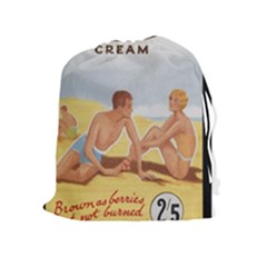 Vintage Summer Sunscreen Advertisement Drawstring Pouches (extra Large) by yoursparklingshop