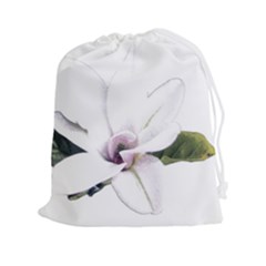 White Magnolia Pencil Drawing Art Drawstring Pouches (xxl)