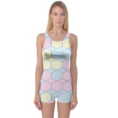 Colorful Honeycomb - Diamond Pattern One Piece Boyleg Swimsuit by picsaspassion