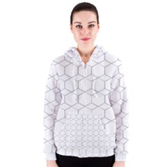  Honeycomb - Diamond Black And White Pattern Women s Zipper Hoodie