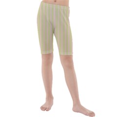 Summer Sand Color Pink Stripes Kids  Mid Length Swim Shorts