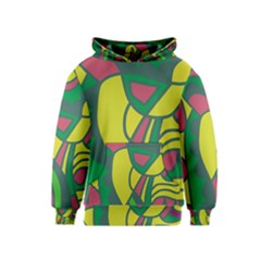 Green Abstract Decor Kids  Pullover Hoodie by Valentinaart