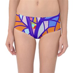 Decorative Tree 4 Mid-waist Bikini Bottoms