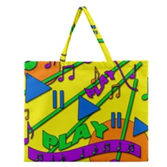 Music Zipper Large Tote Bag