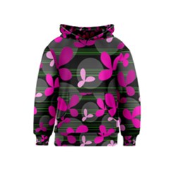 Magenta Floral Design Kids  Pullover Hoodie by Valentinaart