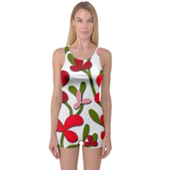 Floral Tree One Piece Boyleg Swimsuit