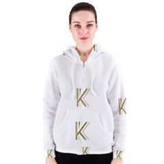 Monogrammed Monogram Initial Letter K Gold Chic Stylish Elegant Typography Women s Zipper Hoodie by yoursparklingshop