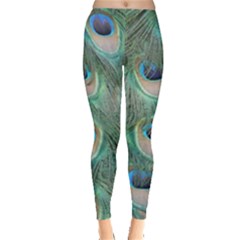 Peacock Feathers Macro Leggings  by GiftsbyNature