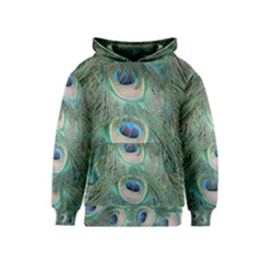 Peacock Feathers Macro Kids  Pullover Hoodie by GiftsbyNature