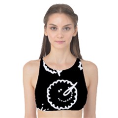 Funny Black And White Doodle Snowballs Tank Bikini Top by yoursparklingshop