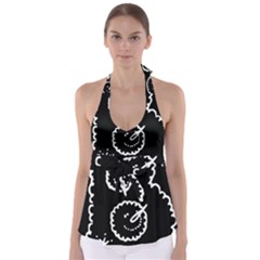 Funny Black And White Doodle Snowballs Babydoll Tankini Top by yoursparklingshop