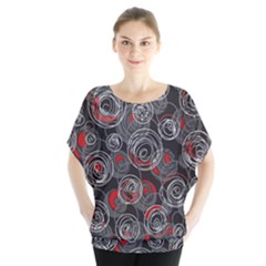 Red And Gray Abstract Art Blouse