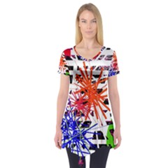 Colorful Big Bang Short Sleeve Tunic 