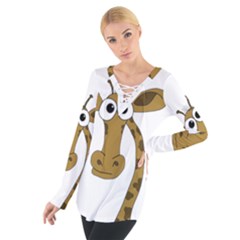 Giraffe  Women s Tie Up Tee by Valentinaart