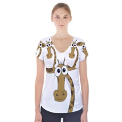 Giraffe  Short Sleeve Front Detail Top by Valentinaart