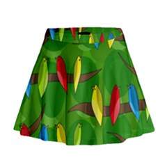 Parrots Flock Mini Flare Skirt by Valentinaart