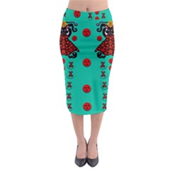 Dancing In Polka Dots Midi Pencil Skirt