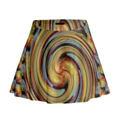 Gold Blue And Red Swirl Pattern Mini Flare Skirt