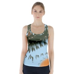 Sun-ray Swirl Design Racer Back Sports Top