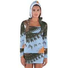 Sun-ray Swirl Design Women s Long Sleeve Hooded T-shirt