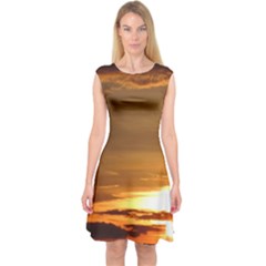 Summer Sunset Capsleeve Midi Dress