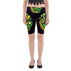 Yellow And Green Spot Yoga Cropped Leggings