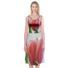 Red Tulips Midi Sleeveless Dress by picsaspassion