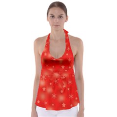 Red Xmas Desing Babydoll Tankini Top by Valentinaart